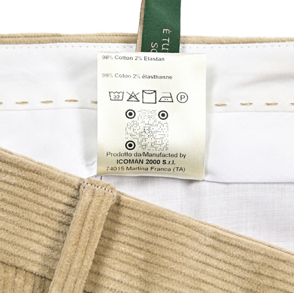 BERWICH “MORELLO CROP” ストレッチコットン 中畝コーデュロイノータックパンツ ベージュ(beige) 46 | GUARDAROBA MILANO OFFICIAL STORE
