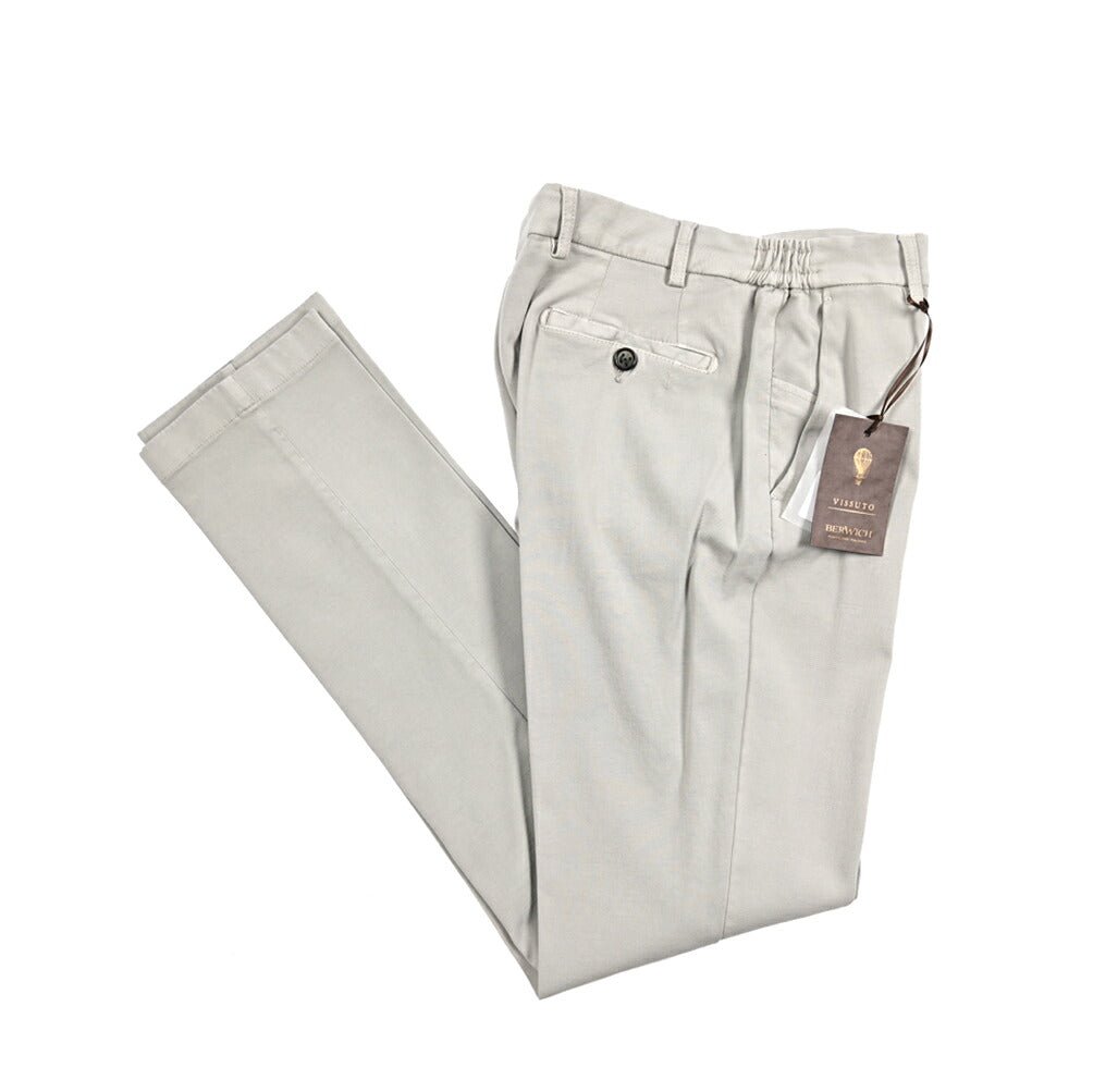 BERWICH "MORELLO ELAX" ビスコース混コットン ノータックパンツ｜433911-46｜GUARDAROBA MILANO OFFICIAL STORE