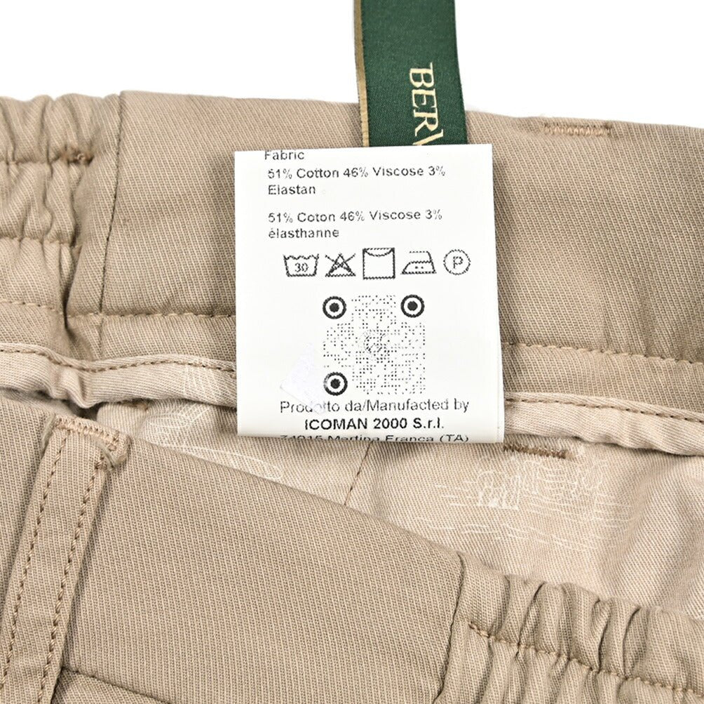 BERWICH "MORELLO ELAX" ビスコース混コットン ノータックパンツ｜434010-46｜GUARDAROBA MILANO OFFICIAL STORE