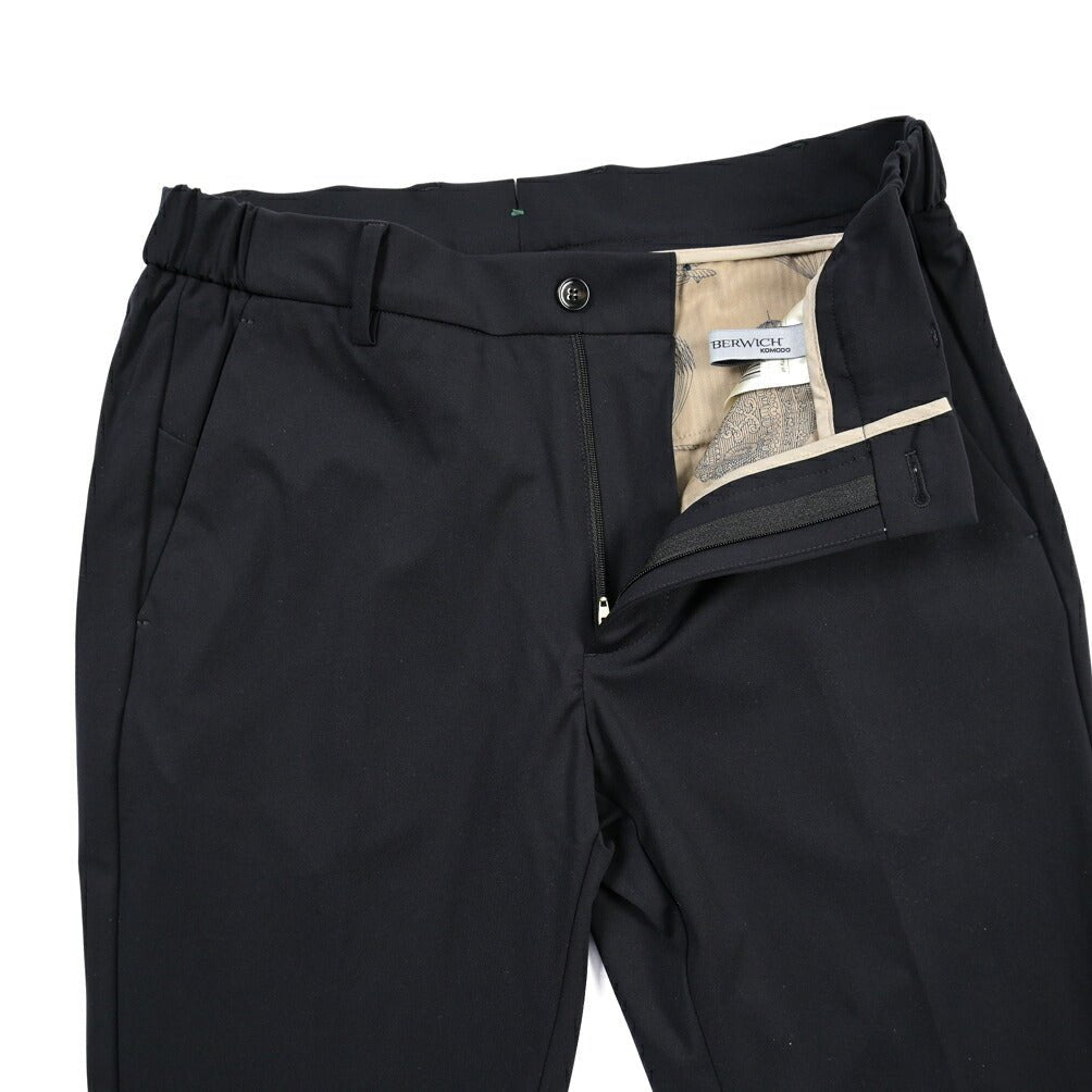 BERWICH “MORELLO ELAX” 高機能ストレッチナイロン ノータックイージーパンツ ブラック(black) 46 | GUARDAROBA MILANO OFFICIAL STORE
