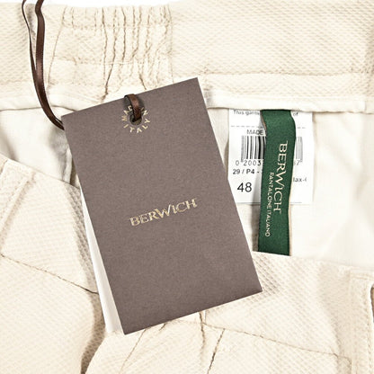 BERWICH "MORELLO ELAX - GD" ストレッチコットンチノ ノータックパンツ オフホワイト(latte802) 44 | GUARDAROBA MILANO OFFICIAL STORE