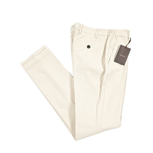 BERWICH "MORELLO ELAX - GD" ストレッチコットンチノ ノータックパンツ オフホワイト(latte802) 44 | GUARDAROBA MILANO OFFICIAL STORE