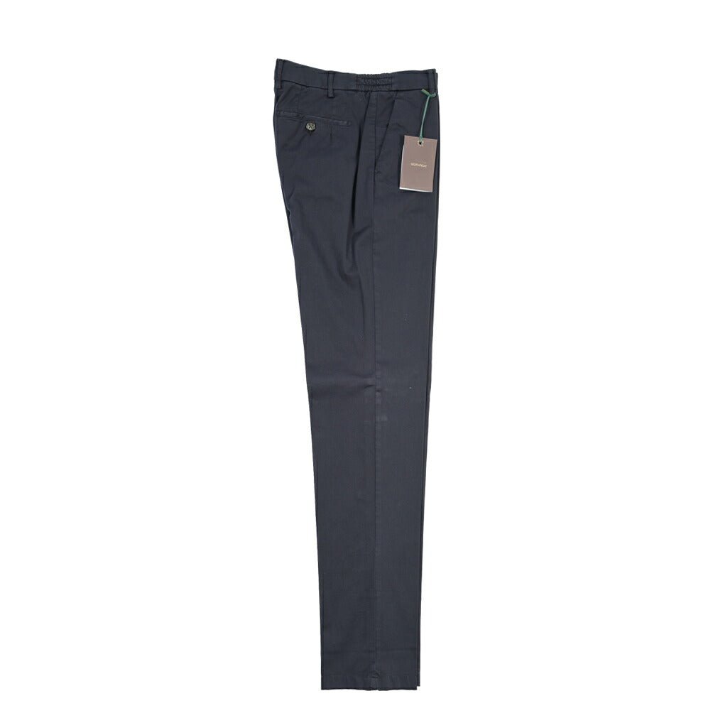 BERWICH “MORELLO ELAX-GD” ストレッチコットン ノータックチノパンツ ネイビー(navy665) 46 | GUARDAROBA MILANO OFFICIAL STORE