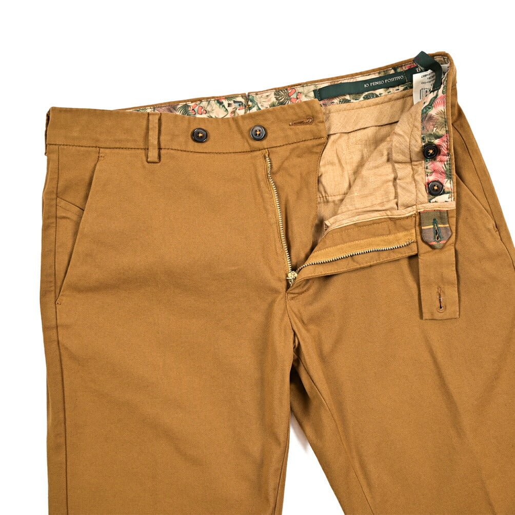 BERWICH "MORELLO - GD" リヨセル混コットンチノ ノータックパンツ ブラウン(biscotto887) 46 | GUARDAROBA MILANO OFFICIAL STORE
