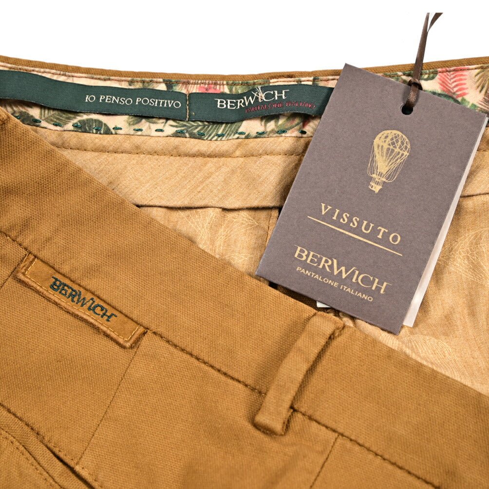 BERWICH "MORELLO - GD" リヨセル混コットンチノ ノータックパンツ ブラウン(biscotto887) 46 | GUARDAROBA MILANO OFFICIAL STORE