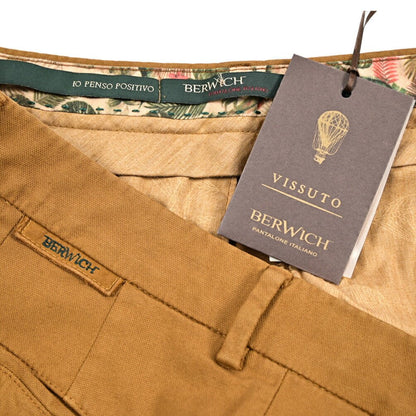 BERWICH "MORELLO - GD" リヨセル混コットンチノ ノータックパンツ ブラウン(biscotto887) 46 | GUARDAROBA MILANO OFFICIAL STORE