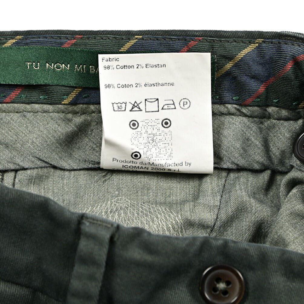 BERWICH "MORELLO - GD" ストレッチコットンチノ ノータックパンツ カーキグリーン(army861) 44 | GUARDAROBA MILANO OFFICIAL STORE
