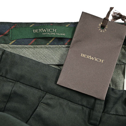 BERWICH "MORELLO - GD" ストレッチコットンチノ ノータックパンツ カーキグリーン(army861) 44 | GUARDAROBA MILANO OFFICIAL STORE