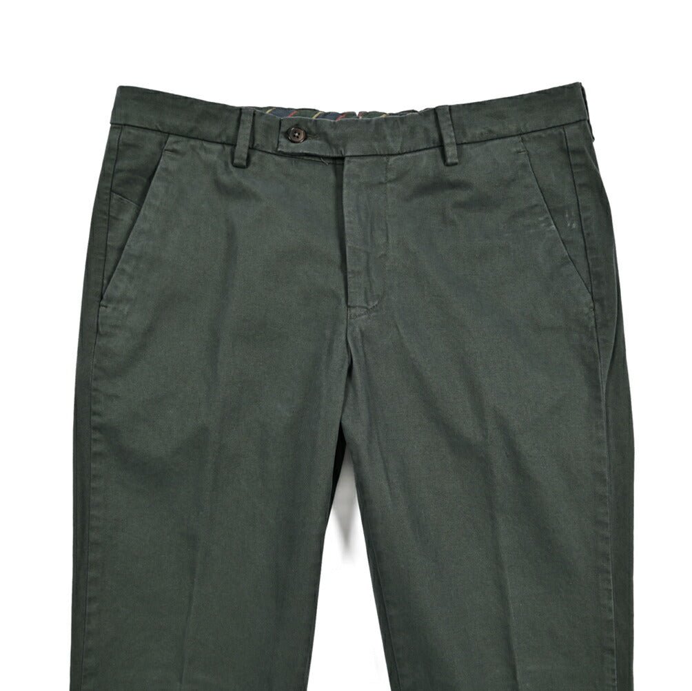 BERWICH "MORELLO - GD" ストレッチコットンチノ ノータックパンツ カーキグリーン(army861) 44 | GUARDAROBA MILANO OFFICIAL STORE