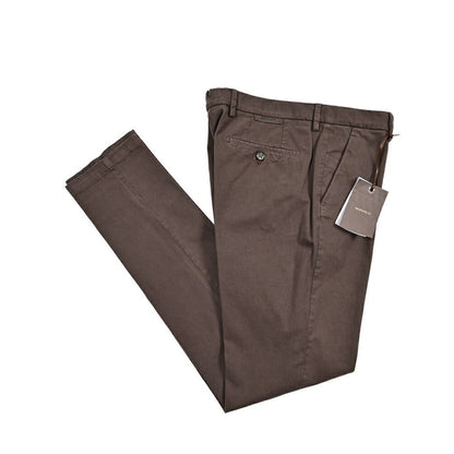 BERWICH "MORELLO - GD" ストレッチコットンチノ ノータックパンツ ブラウン(moro1432) 44 | GUARDAROBA MILANO OFFICIAL STORE