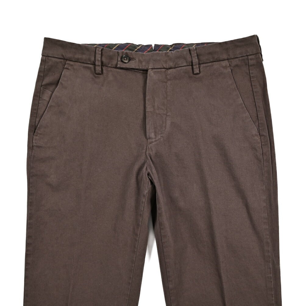 BERWICH "MORELLO - GD" ストレッチコットンチノ ノータックパンツ ブラウン(moro1432) 44 | GUARDAROBA MILANO OFFICIAL STORE