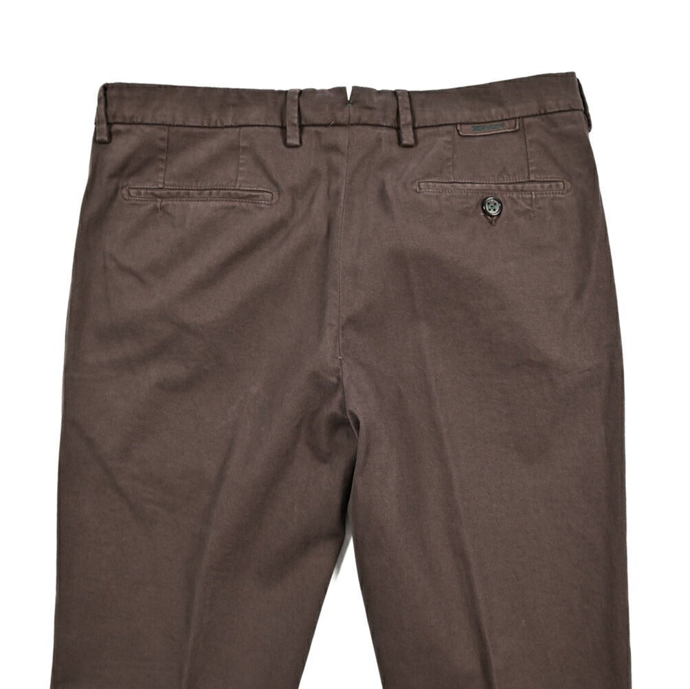 BERWICH "MORELLO - GD" ストレッチコットンチノ ノータックパンツ ブラウン(moro1432) 44 | GUARDAROBA MILANO OFFICIAL STORE