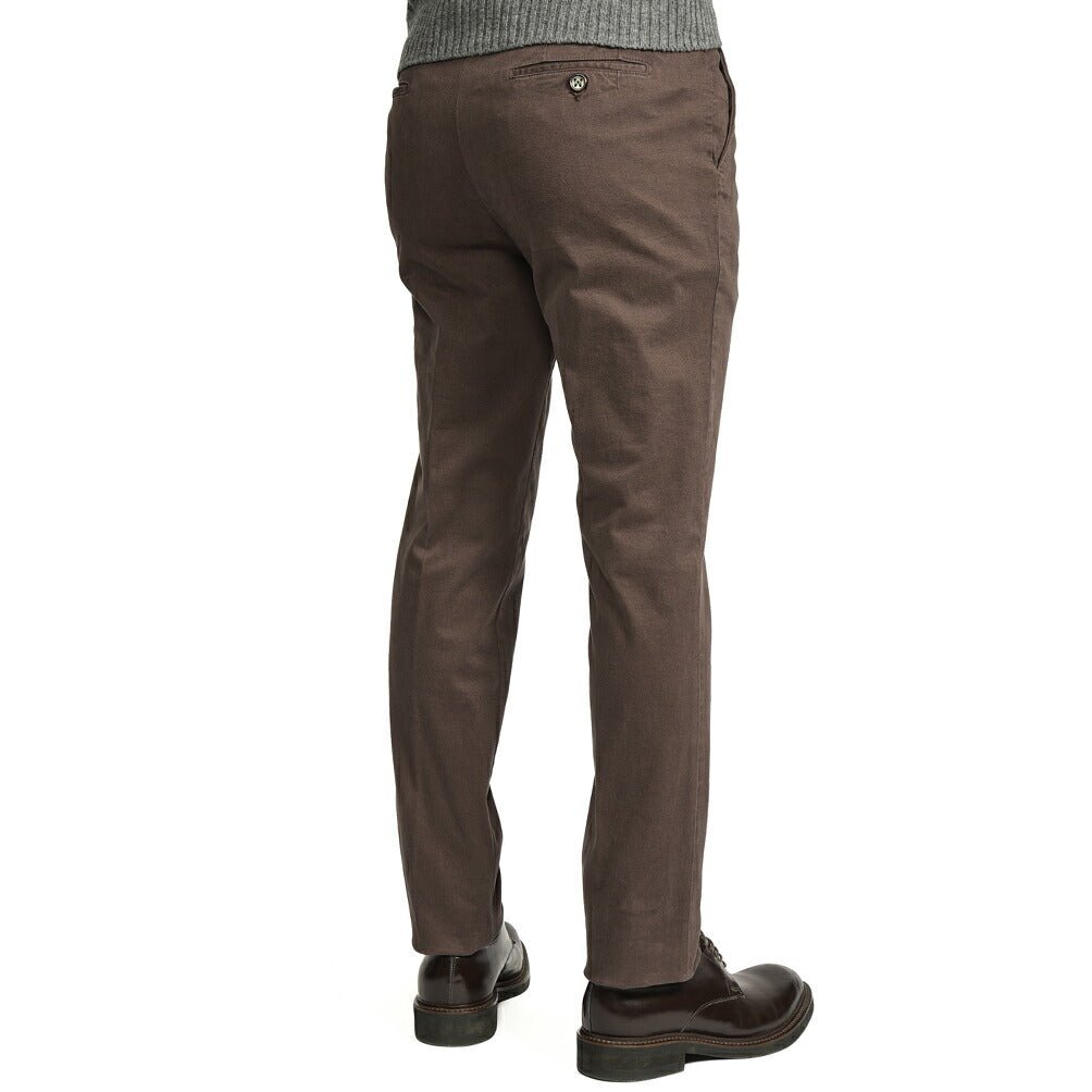 BERWICH "MORELLO - GD" ストレッチコットンチノ ノータックパンツ ブラウン(moro1432) 44 | GUARDAROBA MILANO OFFICIAL STORE