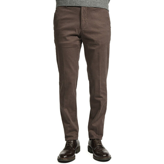 BERWICH "MORELLO - GD" ストレッチコットンチノ ノータックパンツ ブラウン(moro1432) 44 | GUARDAROBA MILANO OFFICIAL STORE