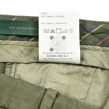 BERWICH "MORELLO - GD" ストレッチコットンチノ ノータックパンツ カーキグリーン(militare5520) 44 | GUARDAROBA MILANO OFFICIAL STORE