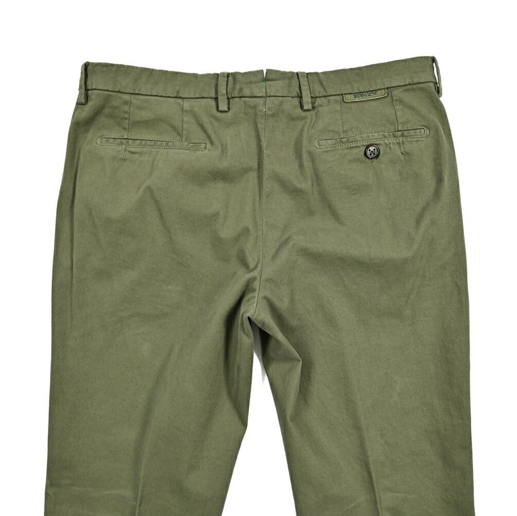 BERWICH "MORELLO - GD" ストレッチコットンチノ ノータックパンツ カーキグリーン(militare5520) 44 | GUARDAROBA MILANO OFFICIAL STORE