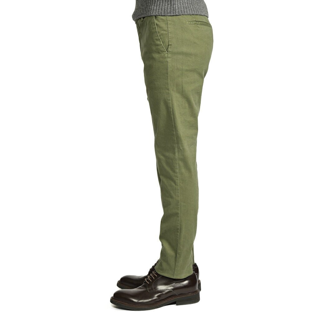 BERWICH "MORELLO - GD" ストレッチコットンチノ ノータックパンツ カーキグリーン(militare5520) 44 | GUARDAROBA MILANO OFFICIAL STORE