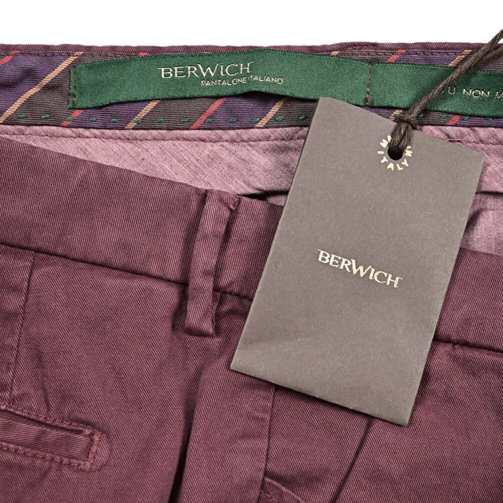 BERWICH "MORELLO - GD" ストレッチコットンチノ ノータックパンツ ワインレッド(cabernet130) 44 | GUARDAROBA MILANO OFFICIAL STORE