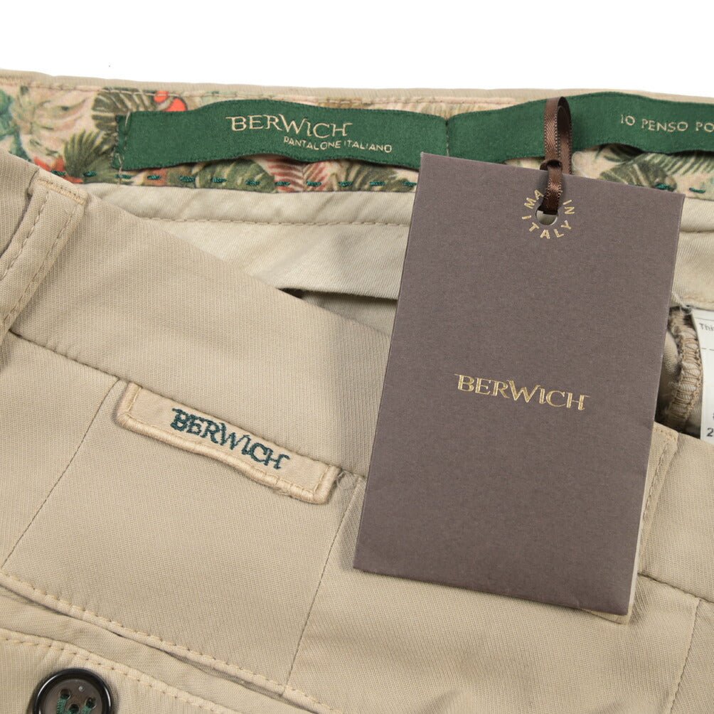BERWICH “MORELLO - GD” ビスコース混コットン ノータックチノパンツ ベージュ(beige208) 46 | GUARDAROBA MILANO OFFICIAL STORE