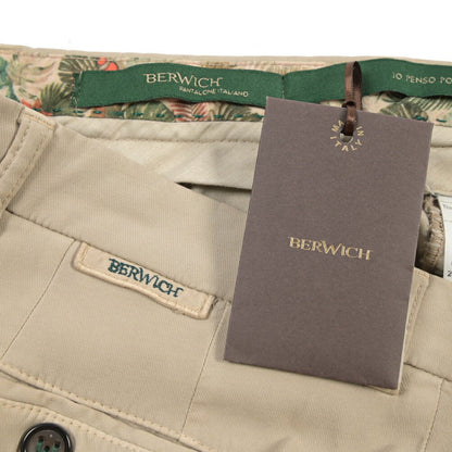 BERWICH “MORELLO - GD” ビスコース混コットン ノータックチノパンツ ベージュ(beige208) 46 | GUARDAROBA MILANO OFFICIAL STORE