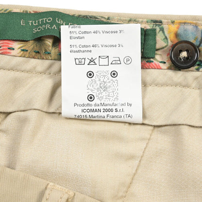 BERWICH “MORELLO - GD” ビスコース混コットン ノータックチノパンツ ベージュ(beige208) 52 | GUARDAROBA MILANO OFFICIAL STORE