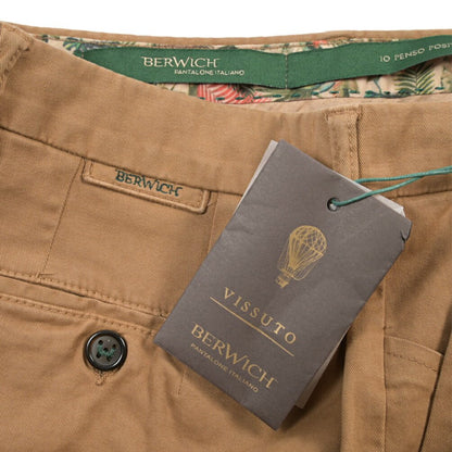 BERWICH “MORELLO - GD” ストレッチコットン ノータックチノパンツ ブラウン(khaki180) 48 | GUARDAROBA MILANO OFFICIAL STORE