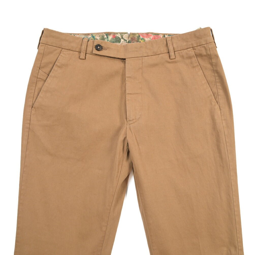BERWICH “MORELLO - GD” ストレッチコットン ノータックチノパンツ ブラウン(khaki180) 48 | GUARDAROBA MILANO OFFICIAL STORE
