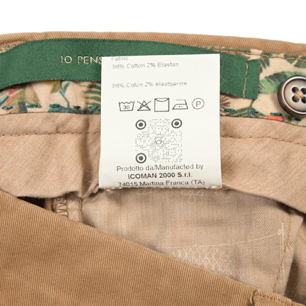 BERWICH “MORELLO - GD” ストレッチコットン ノータックチノパンツ ブラウン(khaki180) 48 | GUARDAROBA MILANO OFFICIAL STORE