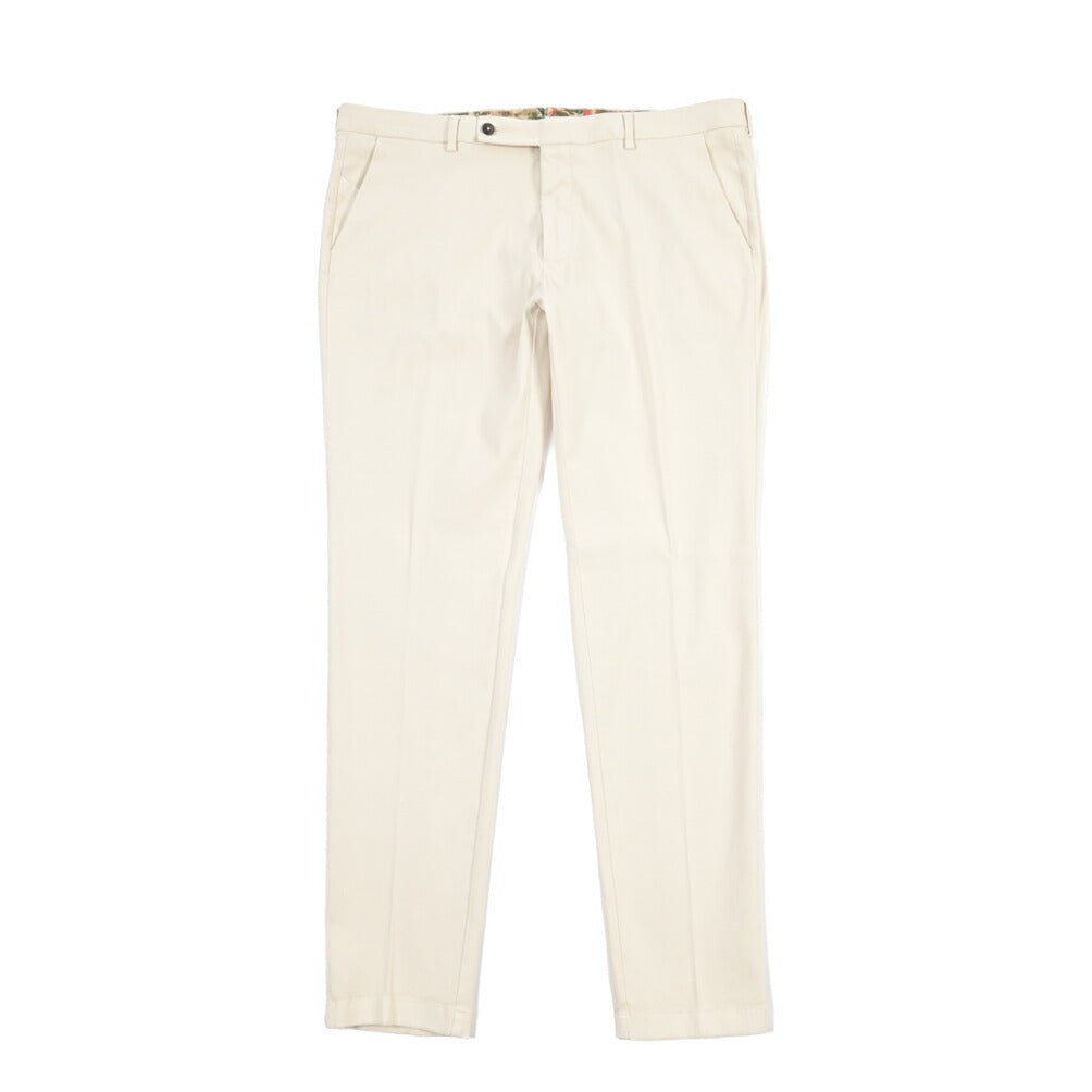 BERWICH “MORELLO-GD” ビスコース混コットン ノータックチノパンツ オフホワイト(latte802) 46 | GUARDAROBA MILANO OFFICIAL STORE