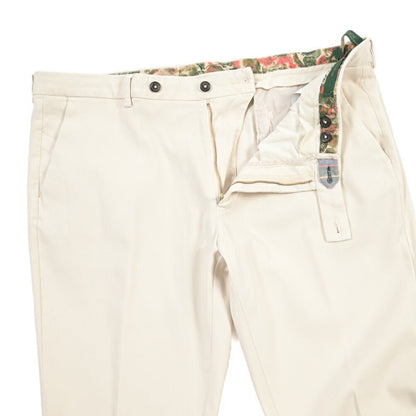 BERWICH “MORELLO-GD” ビスコース混コットン ノータックチノパンツ オフホワイト(latte802) 46 | GUARDAROBA MILANO OFFICIAL STORE