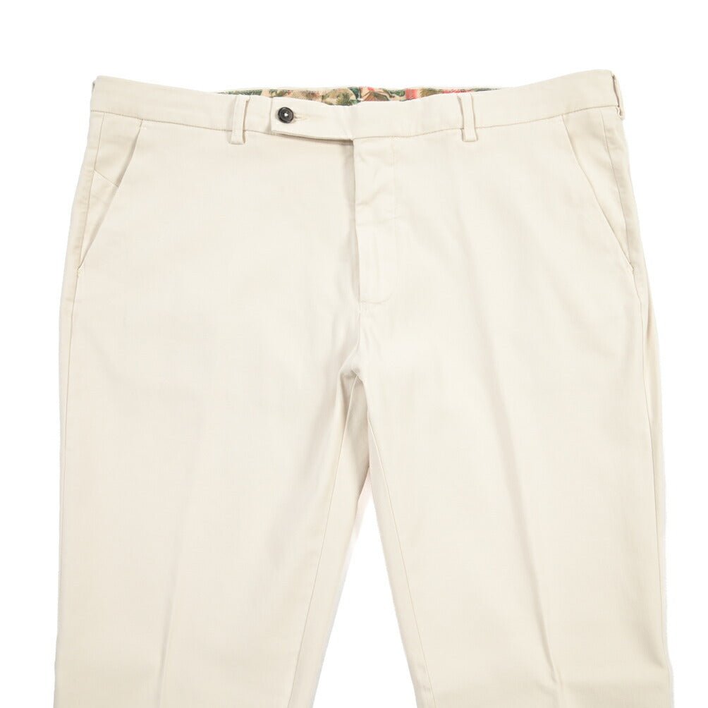 BERWICH “MORELLO-GD” ビスコース混コットン ノータックチノパンツ オフホワイト(latte802) 46 | GUARDAROBA MILANO OFFICIAL STORE
