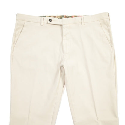 BERWICH “MORELLO-GD” ビスコース混コットン ノータックチノパンツ オフホワイト(latte802) 46 | GUARDAROBA MILANO OFFICIAL STORE