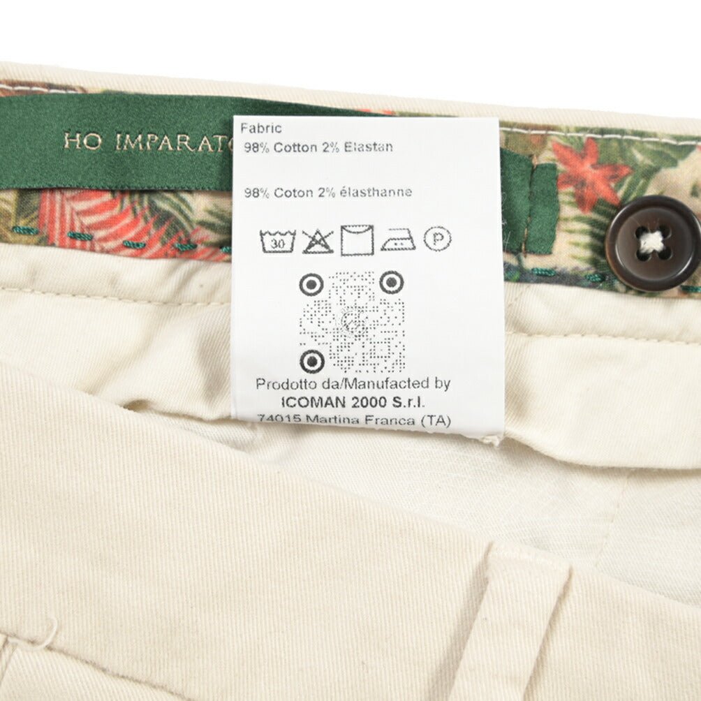 BERWICH “MORELLO-GD” ストレッチコットン ノータックチノパンツ オフホワイト(latte802) 52 | GUARDAROBA MILANO OFFICIAL STORE