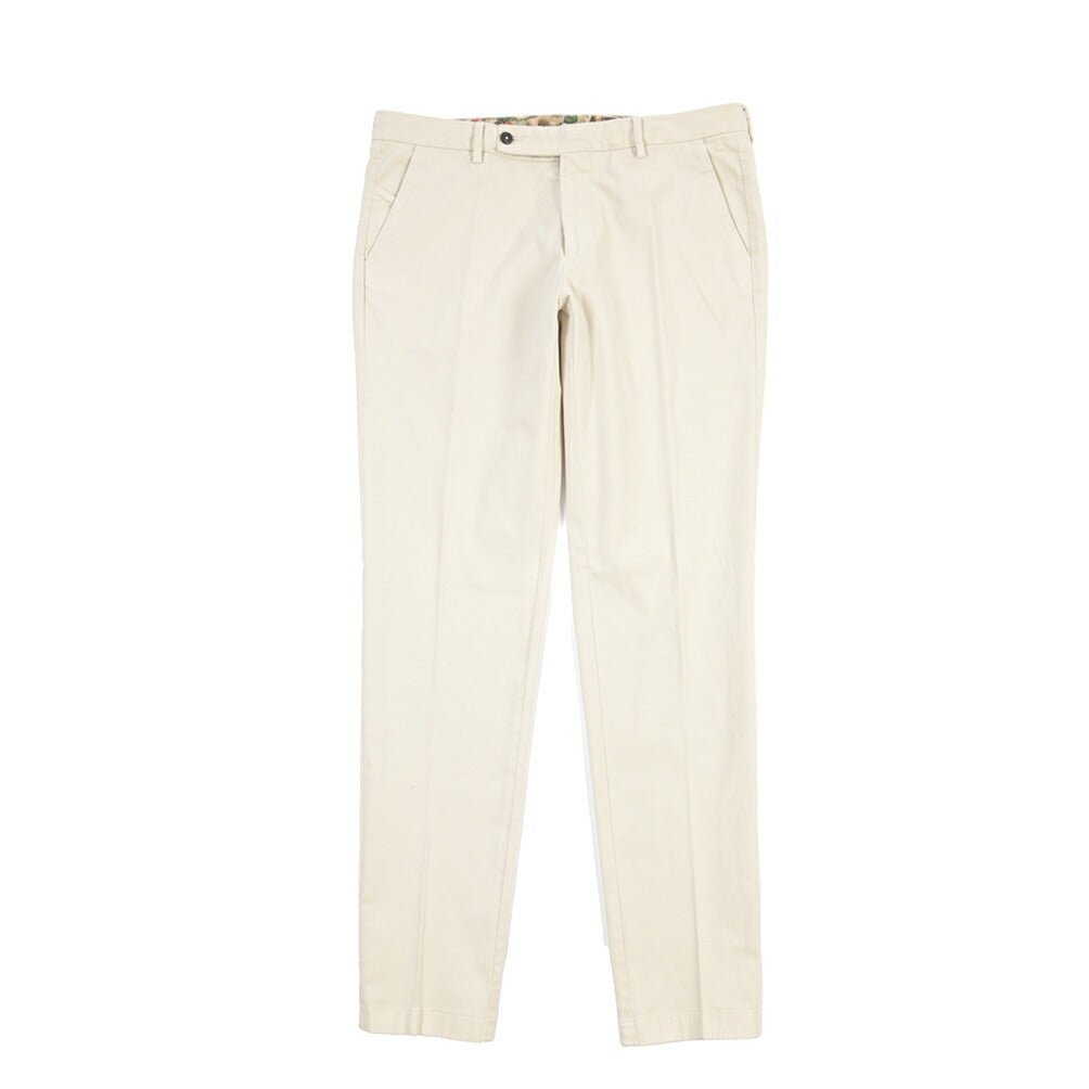BERWICH “MORELLO-GD” ストレッチコットン ノータックチノパンツ オフホワイト(latte802) 52 | GUARDAROBA MILANO OFFICIAL STORE