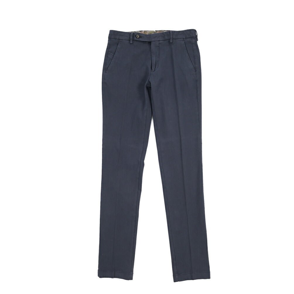 BERWICH “MORELLO-GD” ビスコース混コットン ノータックチノパンツ ネイビー(navy665) 44 | GUARDAROBA MILANO OFFICIAL STORE