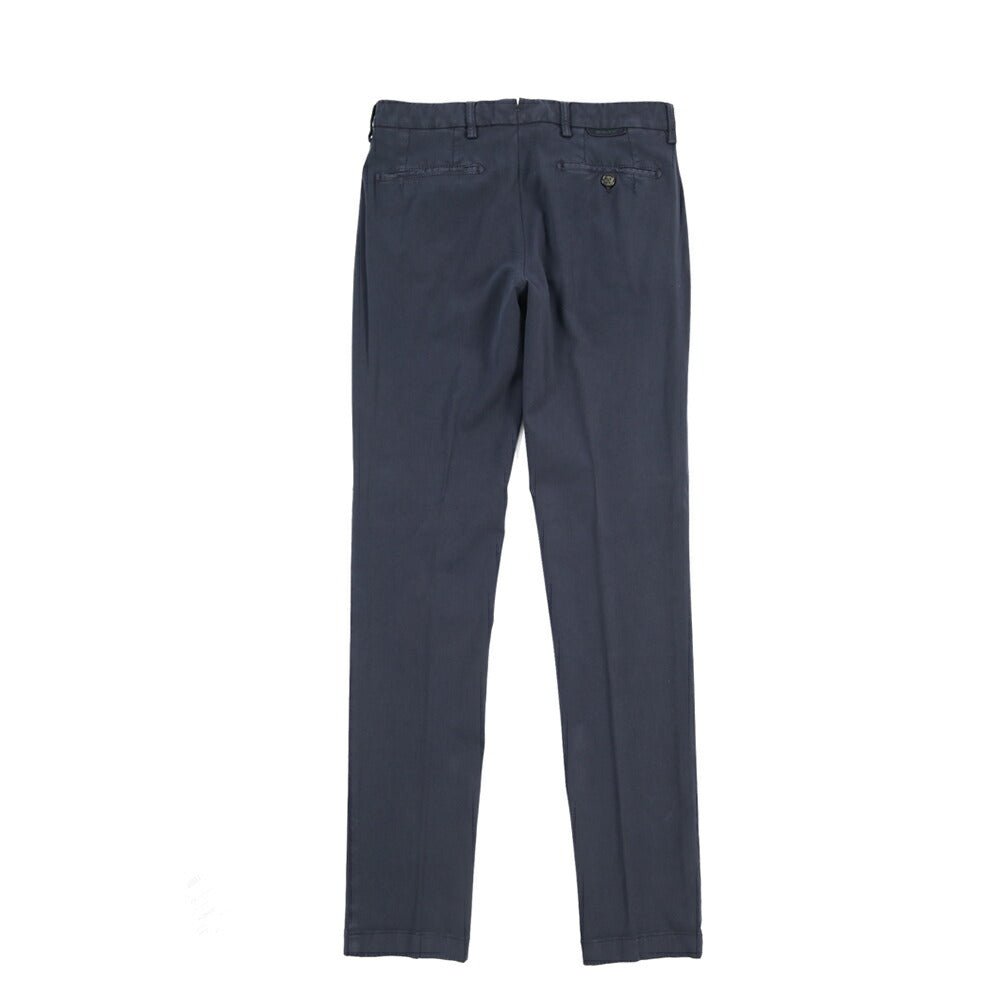 BERWICH “MORELLO-GD” ビスコース混コットン ノータックチノパンツ ネイビー(navy665) 44 | GUARDAROBA MILANO OFFICIAL STORE