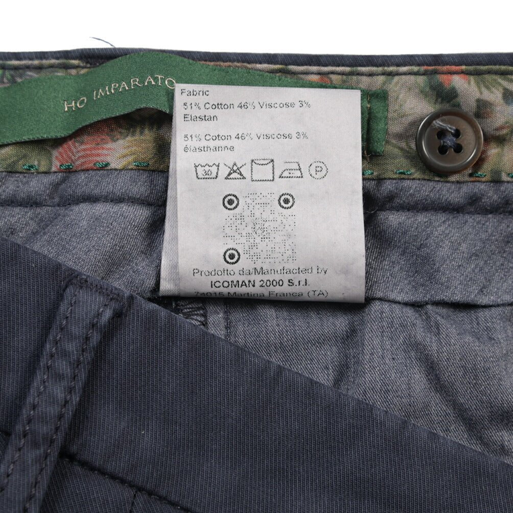 BERWICH “MORELLO-GD” ビスコース混コットン ノータックチノパンツ ネイビー(navy665) 44 | GUARDAROBA MILANO OFFICIAL STORE