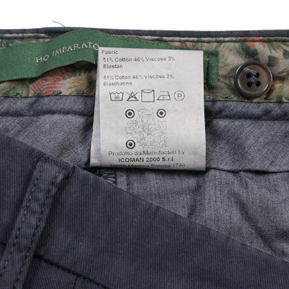 BERWICH “MORELLO-GD” ビスコース混コットン ノータックチノパンツ ネイビー(navy665) 44 | GUARDAROBA MILANO OFFICIAL STORE