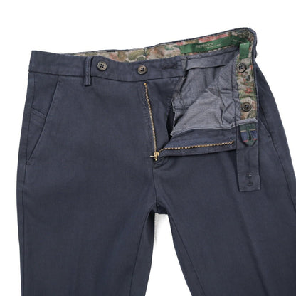 BERWICH “MORELLO-GD” ビスコース混コットン ノータックチノパンツ ネイビー(navy665) 44 | GUARDAROBA MILANO OFFICIAL STORE