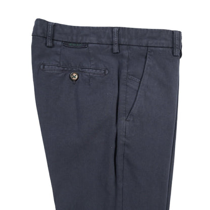 BERWICH “MORELLO-GD” ビスコース混コットン ノータックチノパンツ ネイビー(navy665) 44 | GUARDAROBA MILANO OFFICIAL STORE