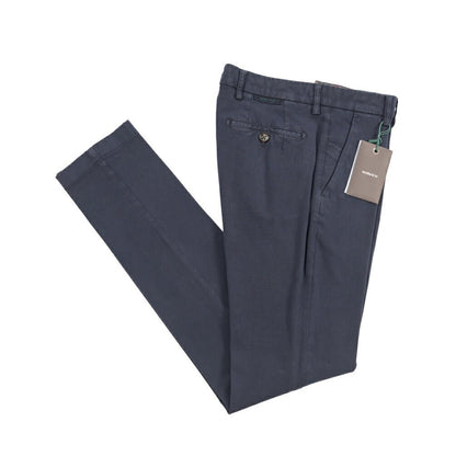 BERWICH “MORELLO-GD” ビスコース混コットン ノータックチノパンツ ネイビー(navy665) 44 | GUARDAROBA MILANO OFFICIAL STORE