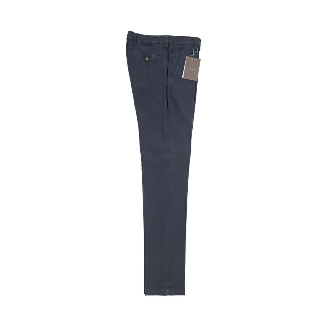 BERWICH “MORELLO-GD” ビスコース混コットン ノータックチノパンツ ネイビー(navy665) 44 | GUARDAROBA MILANO OFFICIAL STORE