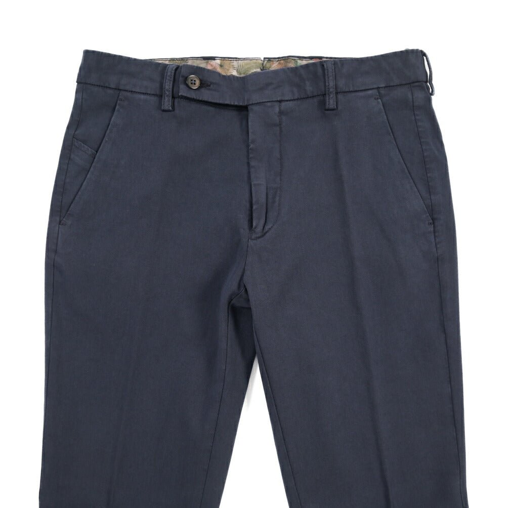 BERWICH “MORELLO-GD” ビスコース混コットン ノータックチノパンツ ネイビー(navy665) 44 | GUARDAROBA MILANO OFFICIAL STORE
