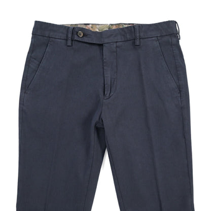 BERWICH “MORELLO-GD” ビスコース混コットン ノータックチノパンツ ネイビー(navy665) 44 | GUARDAROBA MILANO OFFICIAL STORE