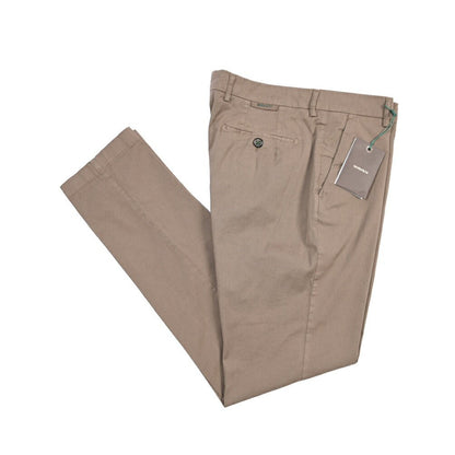 BERWICH “MORELLO-GD” ストレッチコットン ノータックチノパンツ ブラウン(mandorlo462) 50 | GUARDAROBA MILANO OFFICIAL STORE