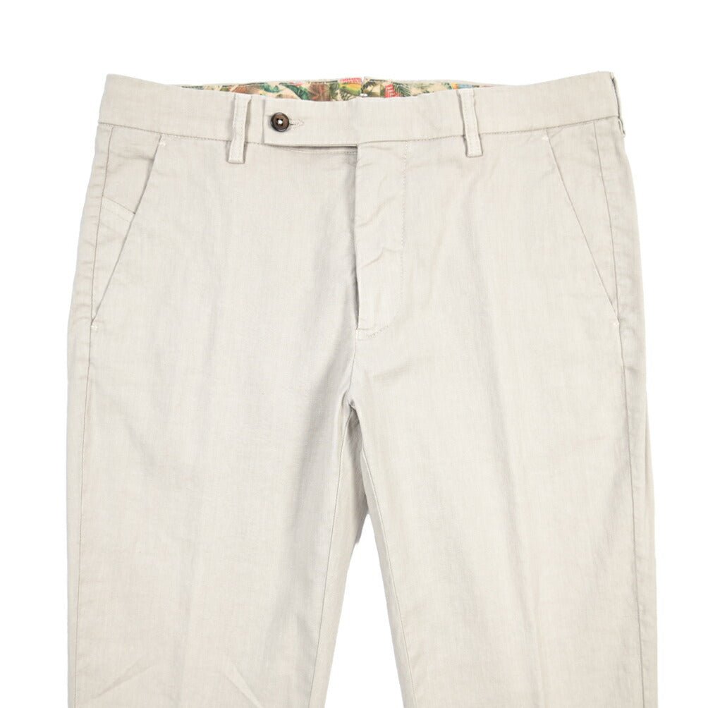BERWICH “MORELLO-GD” コットン混リネン ノータックチノパンツ ライトグレー(pomice008) 46 | GUARDAROBA MILANO OFFICIAL STORE