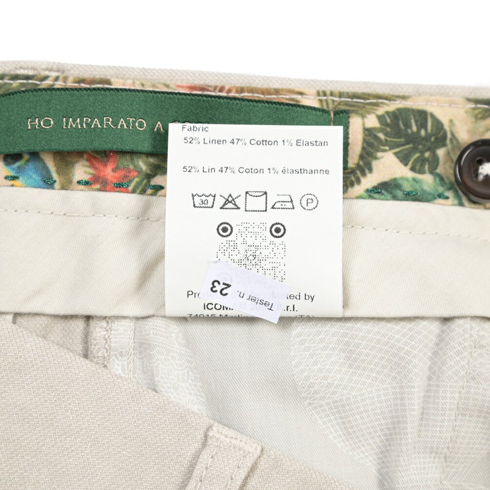 BERWICH “MORELLO-GD” コットン混リネン ノータックチノパンツ ライトグレー(pomice008) 46 | GUARDAROBA MILANO OFFICIAL STORE