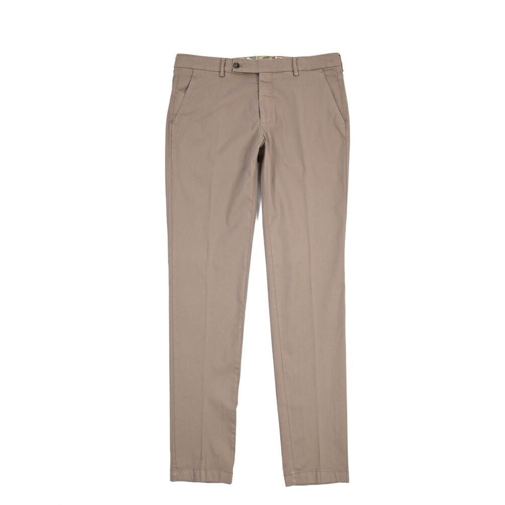 BERWICH “MORELLO-GD” ストレッチコットン ノータックチノパンツ ブラウン(mandorlo4627) 52 | GUARDAROBA MILANO OFFICIAL STORE