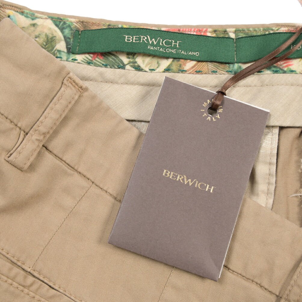 BERWICH “MORELLO-GD” ストレッチコットン ノータックヘリンボーンパンツ グレージュ(noce724) 44 | GUARDAROBA MILANO OFFICIAL STORE