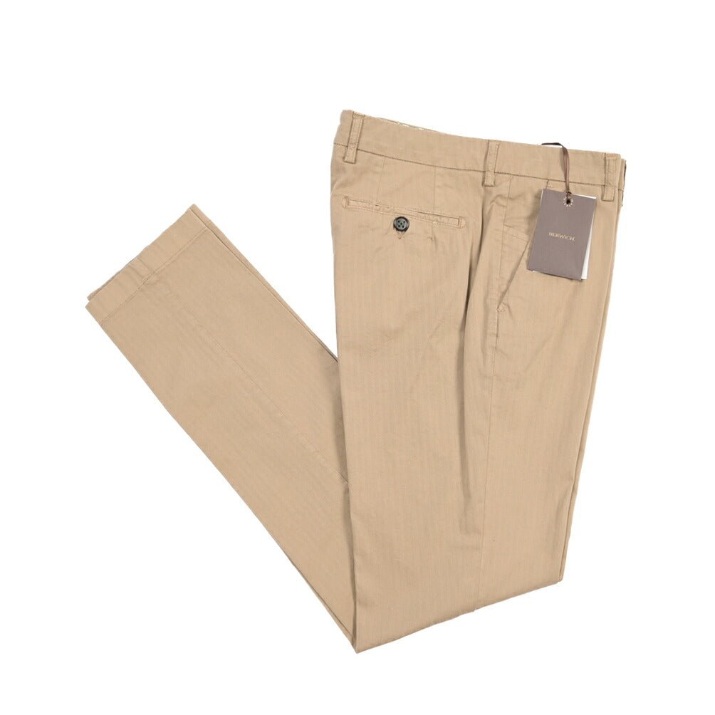 BERWICH “MORELLO-GD” ストレッチコットン ノータックヘリンボーンパンツ グレージュ(noce724) 44 | GUARDAROBA MILANO OFFICIAL STORE